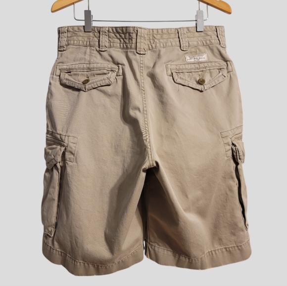 Ralph Lauren Polo Cargo Shorts Men's 34 Khaki Tan Distressed Paratroopers Safari - Picture 5 of 11